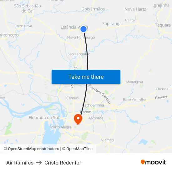 Air Ramires to Cristo Redentor map