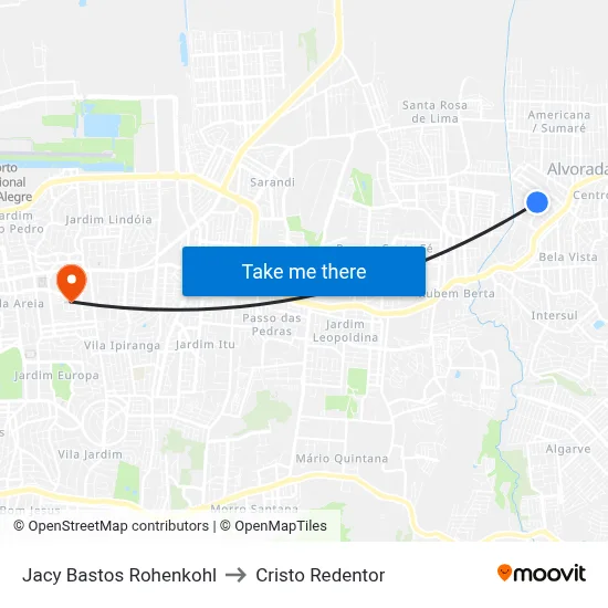Jacy Bastos Rohenkohl to Cristo Redentor map