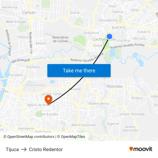 Tijuca to Cristo Redentor map