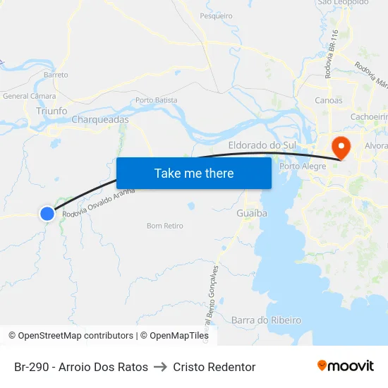Br-290 - Arroio Dos Ratos to Cristo Redentor map