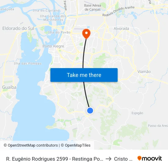 R. Eugênio Rodrigues 2599 - Restinga Porto Alegre - Rs 91790-060 Brasil to Cristo Redentor map
