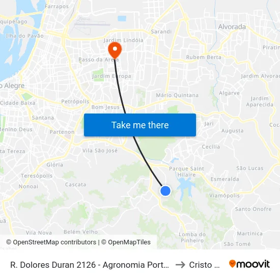 R. Dolores Duran 2126 - Agronomia Porto Alegre - Rs 91540-220 Brasil to Cristo Redentor map