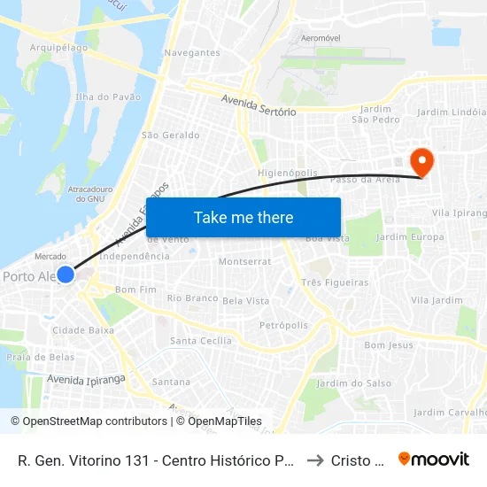 R. Gen. Vitorino 131 - Centro Histórico Porto Alegre - Rs 90010-020 Brasil to Cristo Redentor map