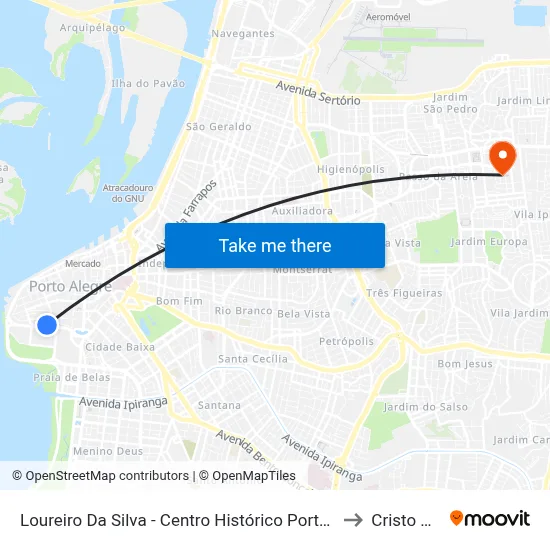 Loureiro Da Silva - Centro Histórico Porto Alegre - Rs 90050-240 Brasil to Cristo Redentor map