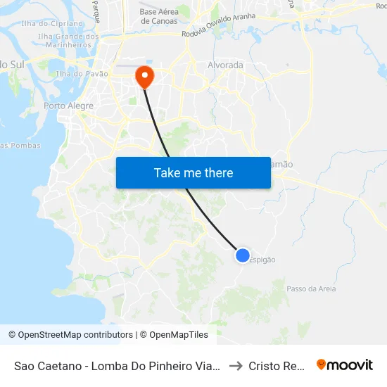 Sao Caetano - Lomba Do Pinheiro Viamão - Rs Brasil to Cristo Redentor map