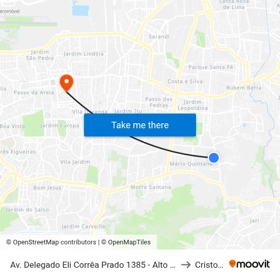 Av. Delegado Eli Corrêa Prado 1385 - Alto Petrópolis Porto Alegre - Rs 91260-300 Brasil to Cristo Redentor map