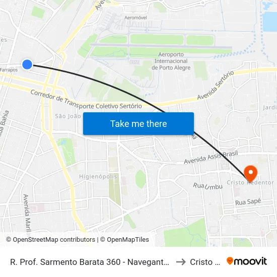 R. Prof. Sarmento Barata 360 - Navegantes Porto Alegre - Rs 90240-640 Brasil to Cristo Redentor map