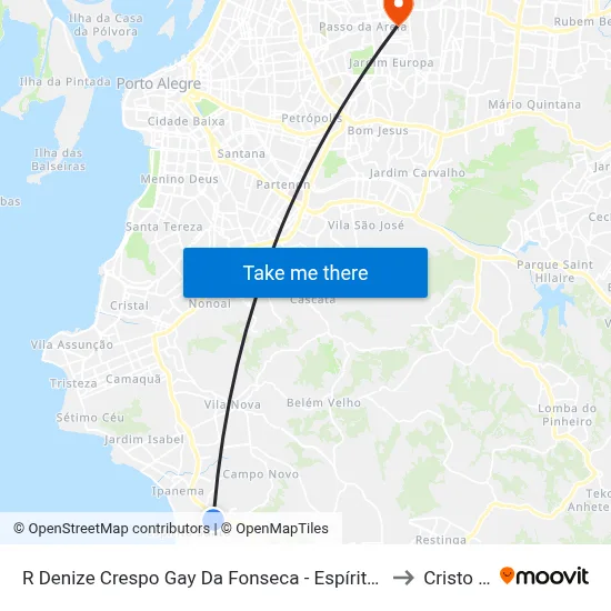 R Denize Crespo Gay Da Fonseca - Espírito Santo Porto Alegre - Rs 91751-545 Brasil to Cristo Redentor map