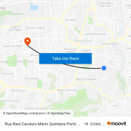 Rua Raul Cauduro Mário Quintana Porto Alegre - Rio Grande Do Sul 91250 Brasil to Cristo Redentor map