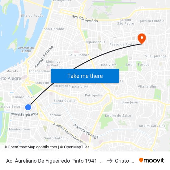 Ac. Áureliano De Figueiredo Pinto 1941 - Azenha Porto Alegre - Rs Brasil to Cristo Redentor map