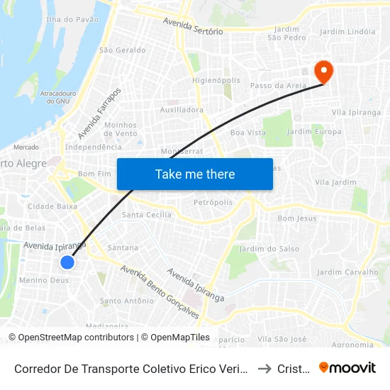 Corredor De Transporte Coletivo Erico Verissimo Azenha Porto Alegre - Rio Grande Do Sul 90130 Brasil to Cristo Redentor map
