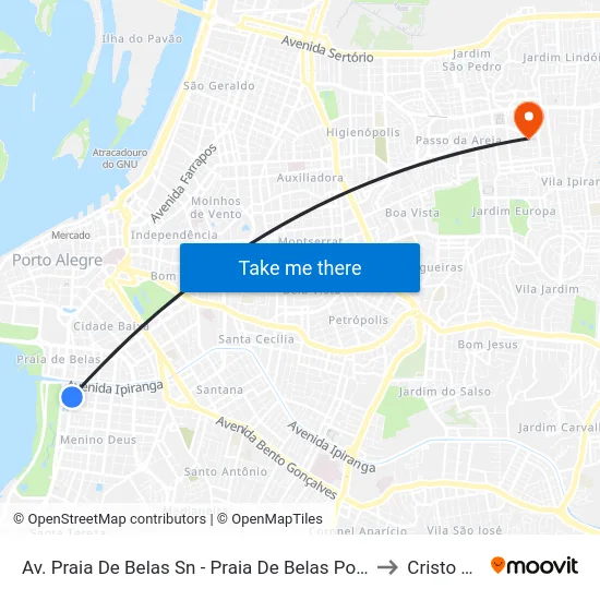 Av. Praia De Belas Sn - Praia De Belas Porto Alegre - Rs 90110-001 Brasil to Cristo Redentor map