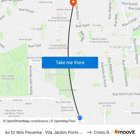 Av Dr Nilo Pecanha - Vila Jardim Porto Alegre - Rs 90470-001 Brasil to Cristo Redentor map