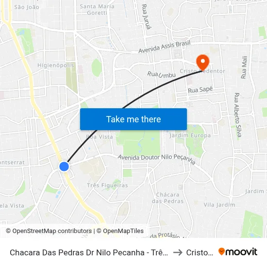 Chacara Das Pedras Dr Nilo Pecanha - Três Figueiras Porto Alegre - Rs 91340-350 Brasil to Cristo Redentor map