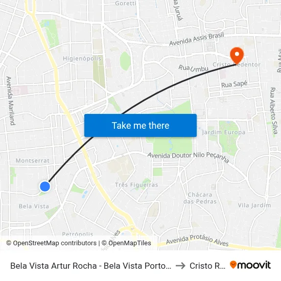 Bela Vista Artur Rocha - Bela Vista Porto Alegre - Rs 90450-170 Brasil to Cristo Redentor map