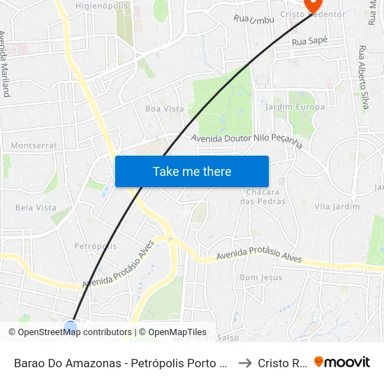 Barao Do Amazonas - Petrópolis Porto Alegre - Rs 04870-470 Brasil to Cristo Redentor map