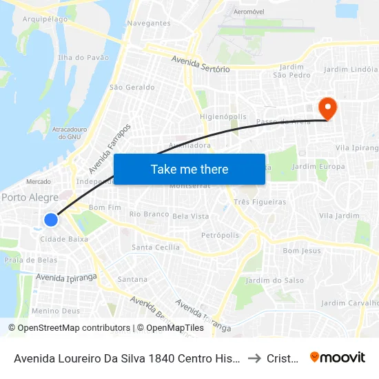 Avenida Loureiro Da Silva 1840 Centro Histórico Porto Alegre - Rio Grande Do Sul 90050 Brasil to Cristo Redentor map