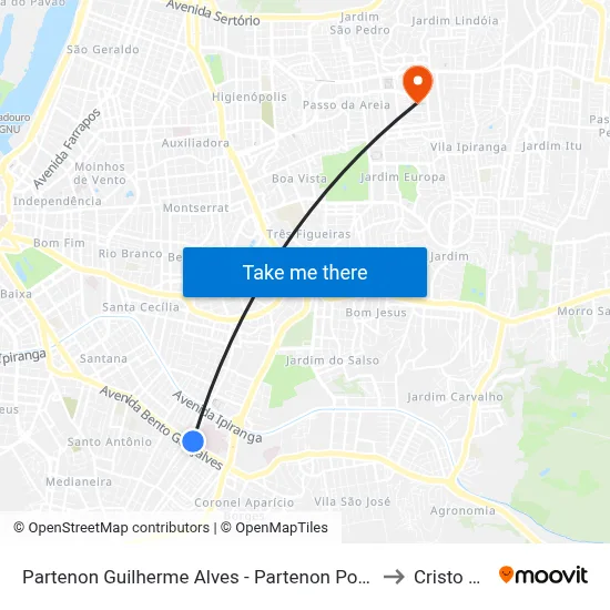 Partenon Guilherme Alves - Partenon Porto Alegre - Rs 90650-000 Brasil to Cristo Redentor map