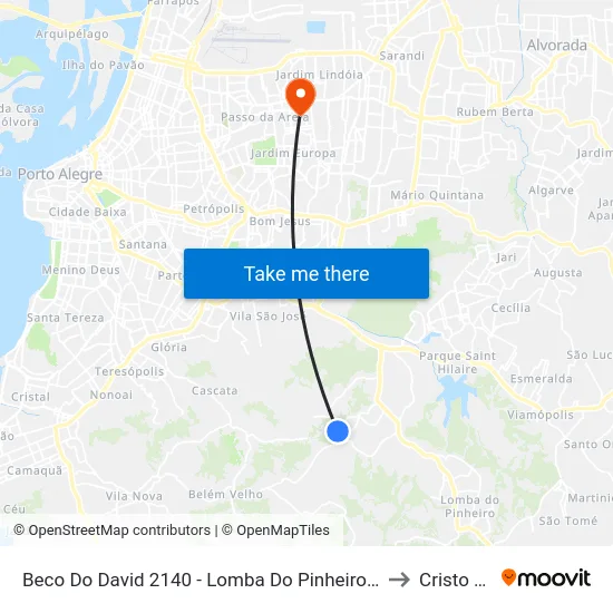 Beco Do David 2140 - Lomba Do Pinheiro Porto Alegre - Rs 91550-160 Brasil to Cristo Redentor map
