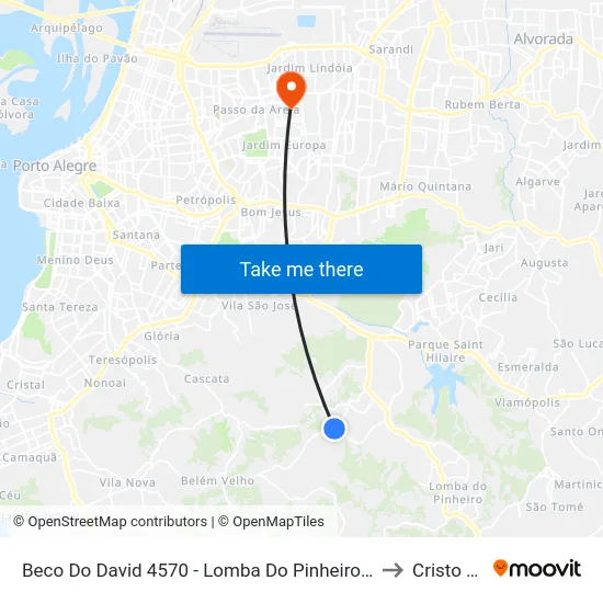 Beco Do David 4570 - Lomba Do Pinheiro Porto Alegre - Rs 91550-160 Brasil to Cristo Redentor map