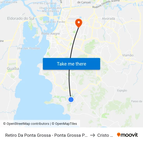 Retiro Da Ponta Grossa - Ponta Grossa Porto Alegre - Rs 91787-030 Brasil to Cristo Redentor map