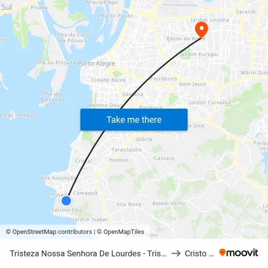 Tristeza Nossa Senhora De Lourdes - Tristeza Porto Alegre - Rs 91920-150 Brasil to Cristo Redentor map