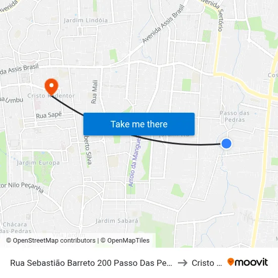 Rua Sebastião Barreto 200 Passo Das Pedras Porto Alegre - Rs 91230-430 Brasil to Cristo Redentor map
