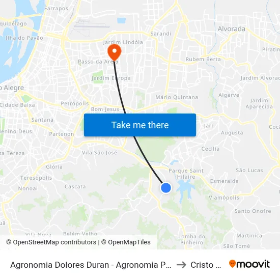 Agronomia Dolores Duran - Agronomia Porto Alegre - Rs 91540-220 Brasil to Cristo Redentor map