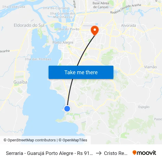 Serraria - Guarujá Porto Alegre - Rs 91770-120 Brasil to Cristo Redentor map