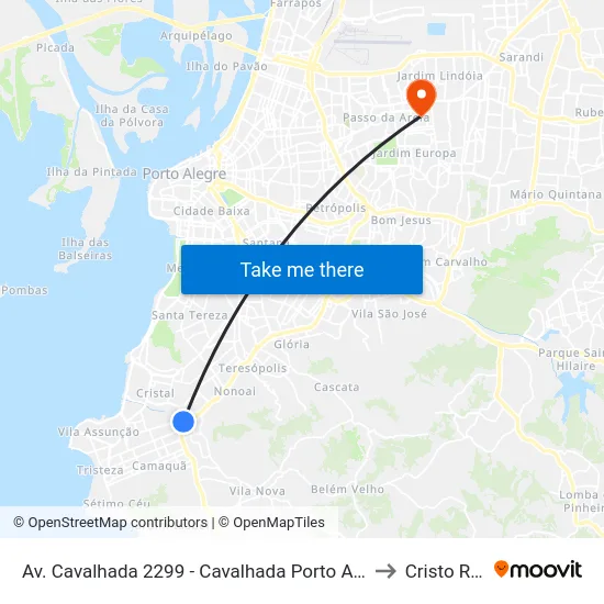 Av. Cavalhada 2299 - Cavalhada Porto Alegre - Rs 91740-001 Brasil to Cristo Redentor map