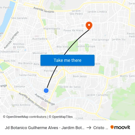 Jd Botanico Guilherme Alves - Jardim Botânico Porto Alegre - Rs 90670-001 Brasil to Cristo Redentor map