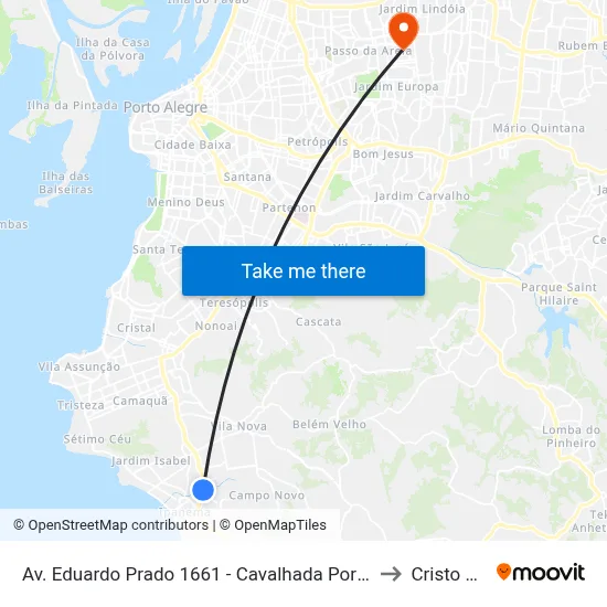 Av. Eduardo Prado 1661 - Cavalhada Porto Alegre - Rs 91751-000 Brasil to Cristo Redentor map