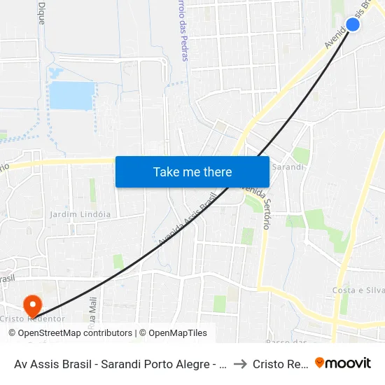 Av Assis Brasil - Sarandi Porto Alegre - Rs 91010-004 Brasil to Cristo Redentor map