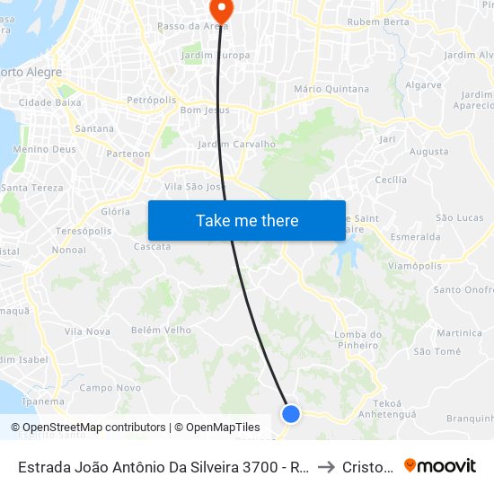 Estrada João Antônio Da Silveira 3700 - Restinga Porto Alegre - Rs 91796-000 Brasil to Cristo Redentor map