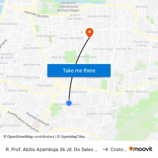 R. Prof. Abílio Azambuja 36 Jd. Do Salso Porto Alegre - Rio Grande Do Sul 9141-130 Brasil to Cristo Redentor map