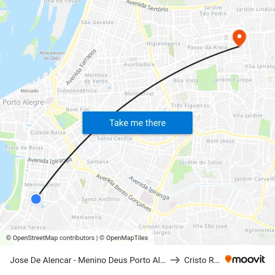 Jose De Alencar - Menino Deus Porto Alegre - Rs 90150-090 Brasil to Cristo Redentor map
