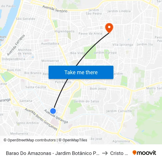 Barao Do Amazonas - Jardim Botânico Porto Alegre - Rs 90670-001 Brasil to Cristo Redentor map