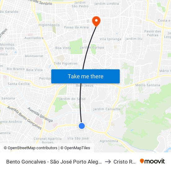 Bento Goncalves - São José Porto Alegre - Rs 90650-002 Brasil to Cristo Redentor map