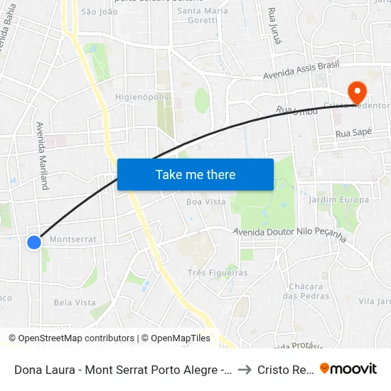 Dona Laura - Mont Serrat Porto Alegre - Rs 90440-003 Brasil to Cristo Redentor map