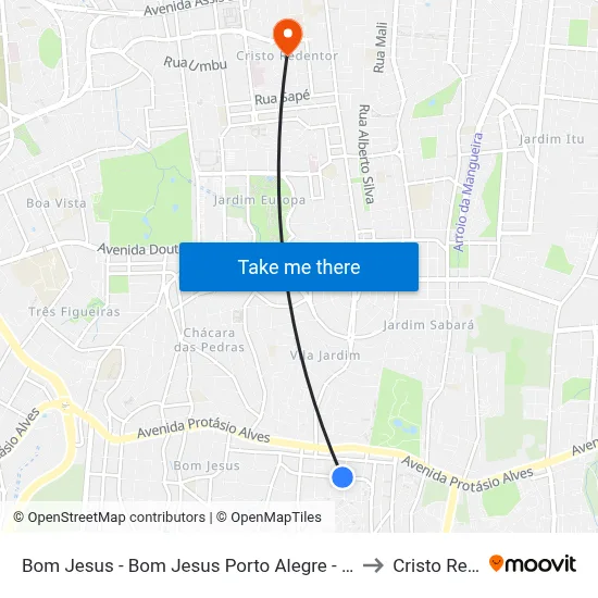 Bom Jesus - Bom Jesus Porto Alegre - Rs 91420-070 Brasil to Cristo Redentor map