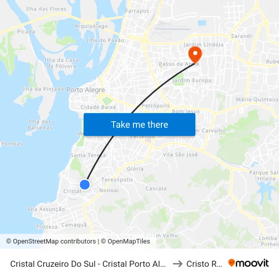 Cristal Cruzeiro Do Sul - Cristal Porto Alegre - Rs 90830-582 Brasil to Cristo Redentor map