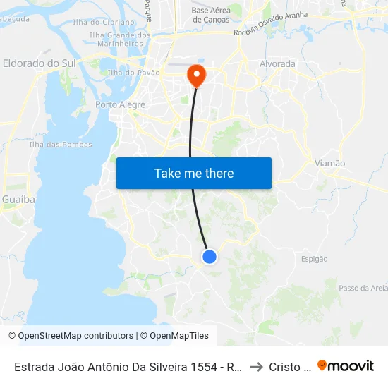 Estrada João Antônio Da Silveira 1554 - Restinga Porto Alegre - Rs 91790-400 Brasil to Cristo Redentor map