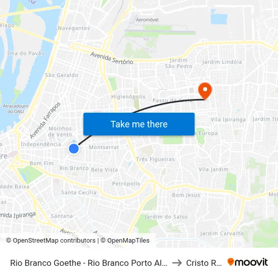 Rio Branco Goethe - Rio Branco Porto Alegre - Rs 90430-160 Brasil to Cristo Redentor map