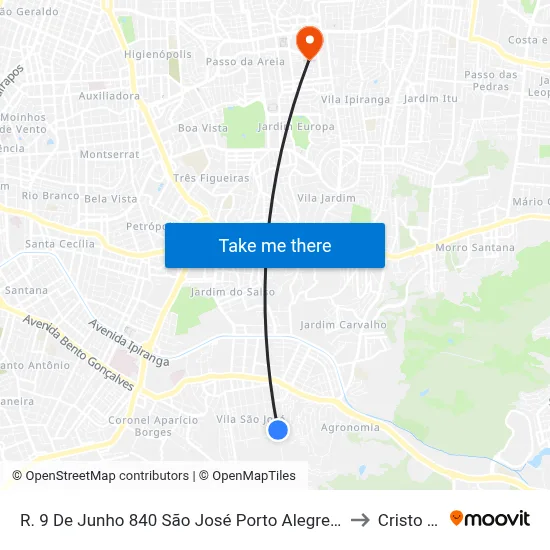 R. 9 De Junho 840 São José Porto Alegre - Rio Grande Do Sul 91520-610 Brasil to Cristo Redentor map