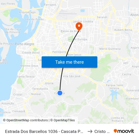 Estrada Dos Barcellos 1036 - Cascata Porto Alegre - Rs 91712-300 Brasil to Cristo Redentor map