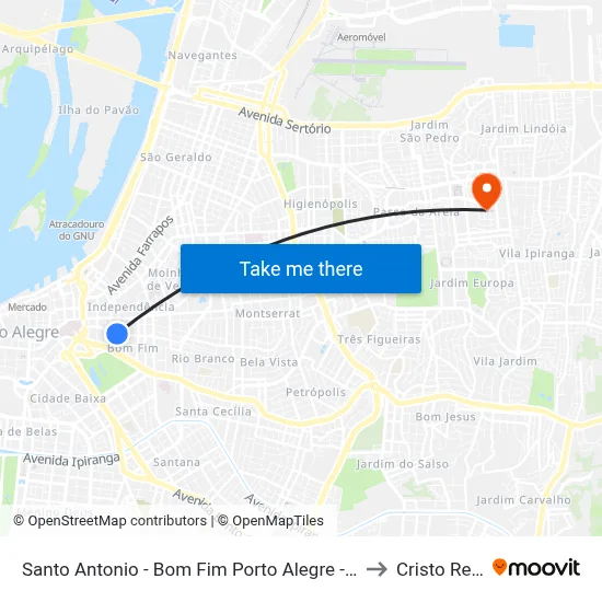 Santo Antonio - Bom Fim Porto Alegre - Rs 90035-060 Brasil to Cristo Redentor map