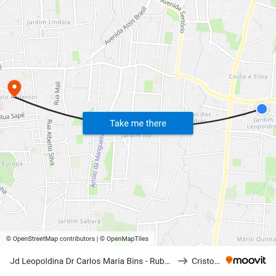 Jd Leopoldina Dr Carlos Maria Bins - Rubem Berta Porto Alegre - Rs 91240-001 Brasil to Cristo Redentor map