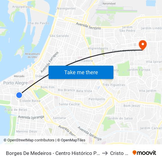Borges De Medeiros - Centro Histórico Porto Alegre - Rs 90050-240 Brasil to Cristo Redentor map