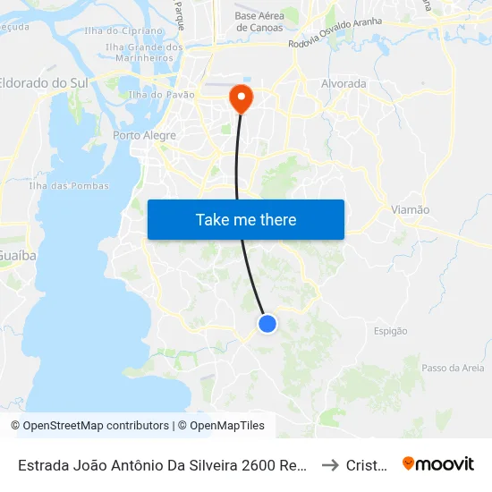 Estrada João Antônio Da Silveira 2600 Restinga Porto Alegre - Rio Grande Do Sul 91790 Brasil to Cristo Redentor map