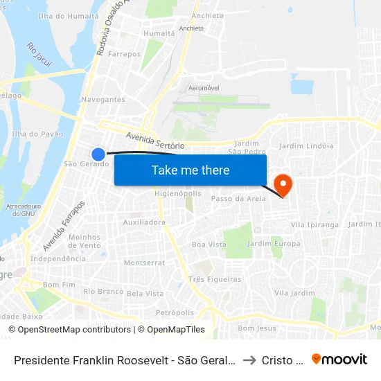 Presidente Franklin Roosevelt - São Geraldo Porto Alegre - Rs 90230-080 Brasil to Cristo Redentor map